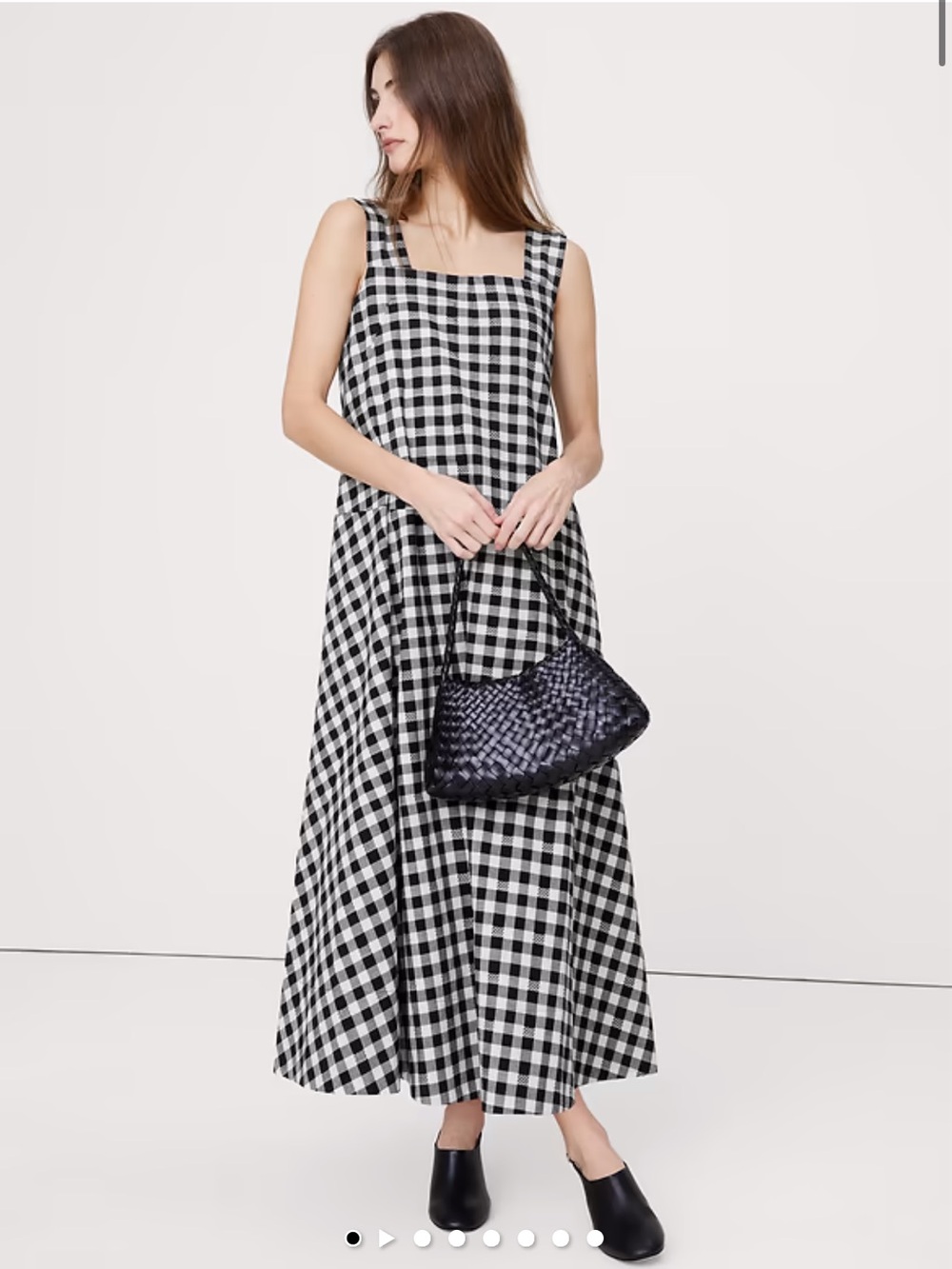 SQUARE-NECK APRON MAXI DRESS